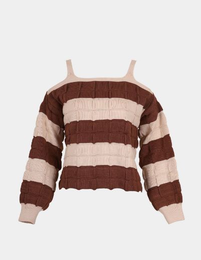 Picture of striped cold-shoulder sweater  w11482550 