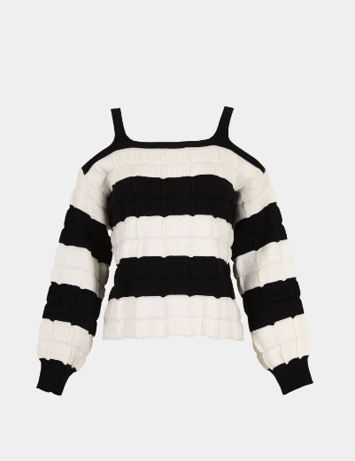 Picture of striped cold-shoulder sweater  w11482550 